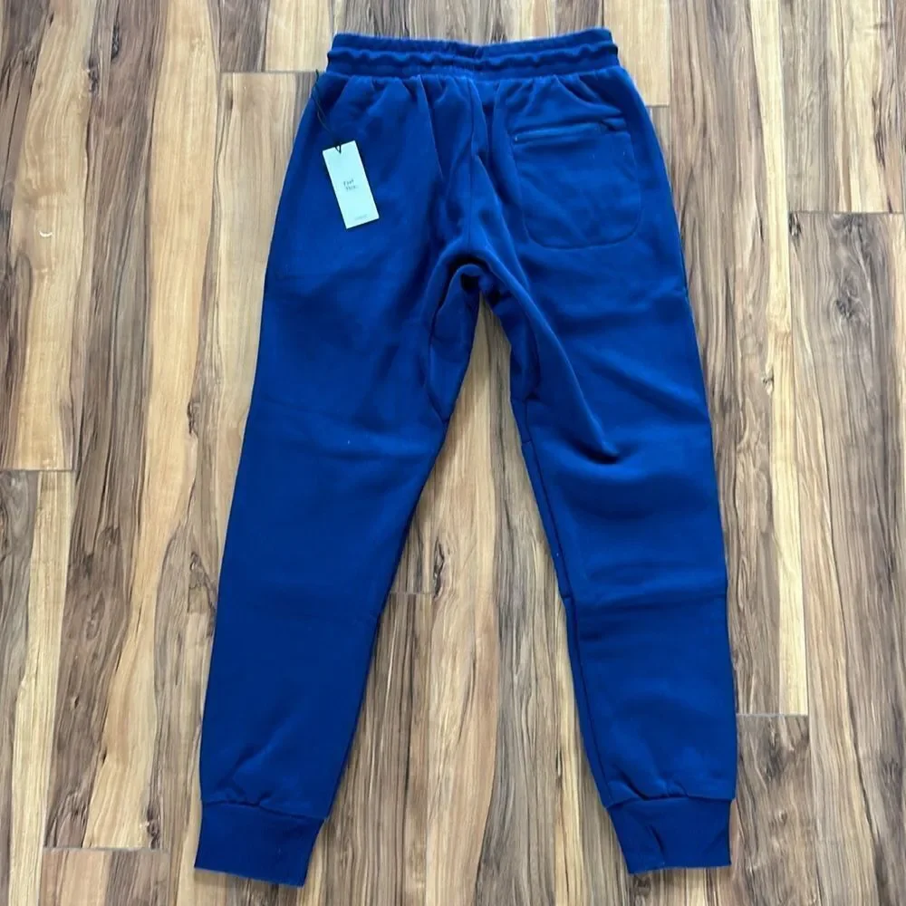 NEW Swet Tailor Mens Navy Blue Stretch Fleece Joggers